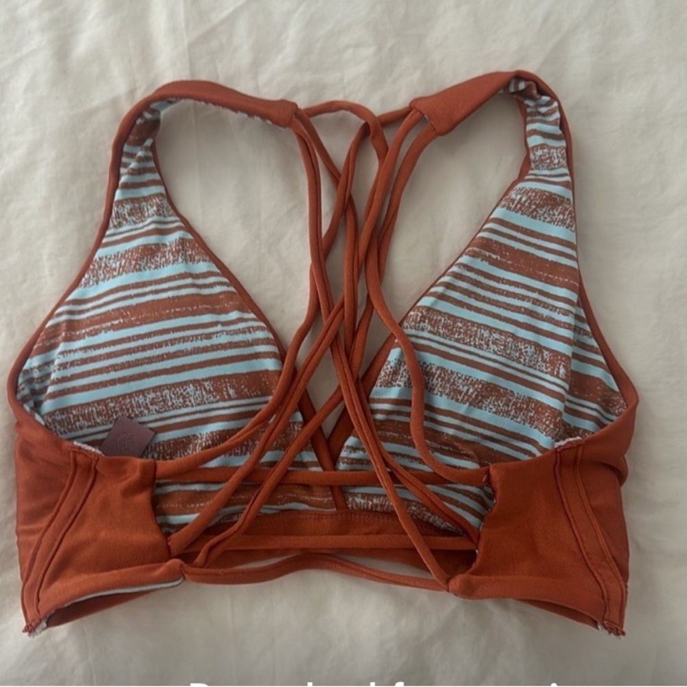 Maaji Rust Reversible Bikini Top with fun multi-strap back design. Size: Small. - Picture 11 of 11